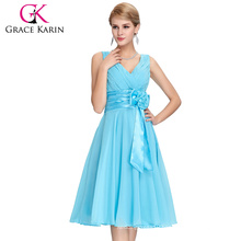 Grace Karin New Fashion Deep V-Neck Short Chiffon Dress Bridesmaid Dress CL6015-1#
